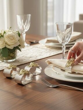 Dept 56 Silver Cherub plated napkin rings